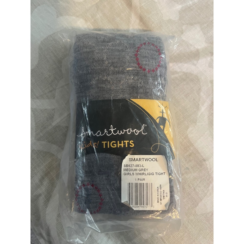 Smartwool Kids Girls Whirligig Tights Medium Grey Merino Wool Blend SB627-883 L
